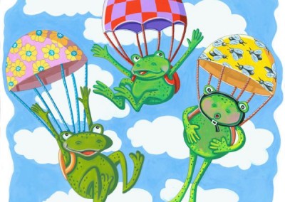 Three Frogs in Parachutes 2